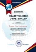 Свидетельство о публикации на официальном сайте Всероссийского издания "Сайт педагога" учебно-методического материала: Презентация "Конкурс зимних участков"